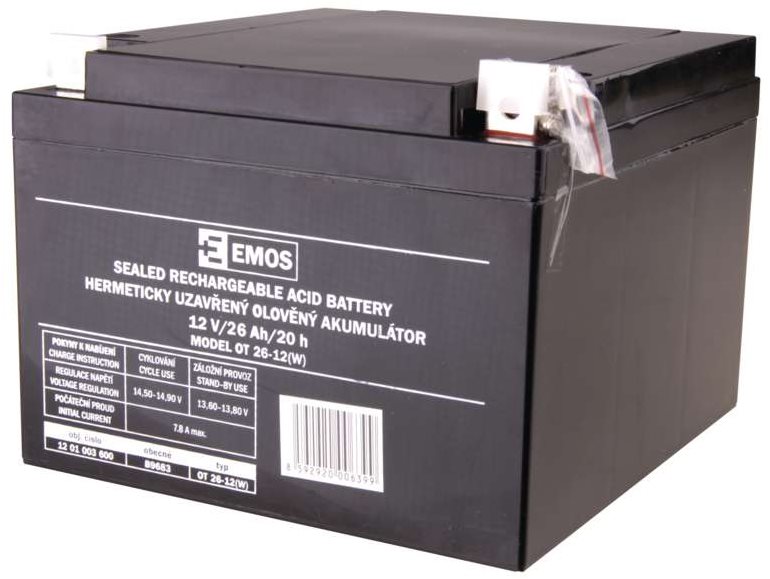 Akkumulátor szünetmentes tápegységhez EMOS Karbantartásmentes ólomakkumulátor 12 V/26 Ah L2