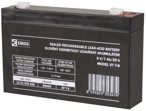 Akkumulátor szünetmentes tápegységhez EMOS Karbantartásmentes ólomsavas akkumulátor 6 V/7 Ah