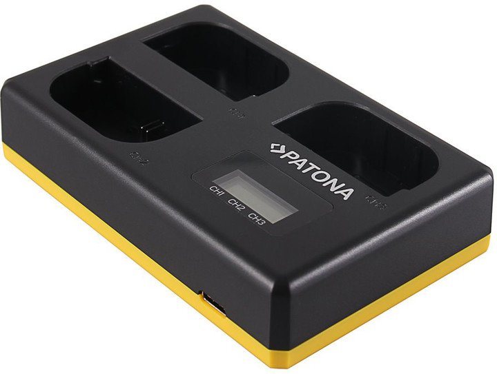 Akkumulátortöltő PATONA Triple - Canon LP-E6 + LCD