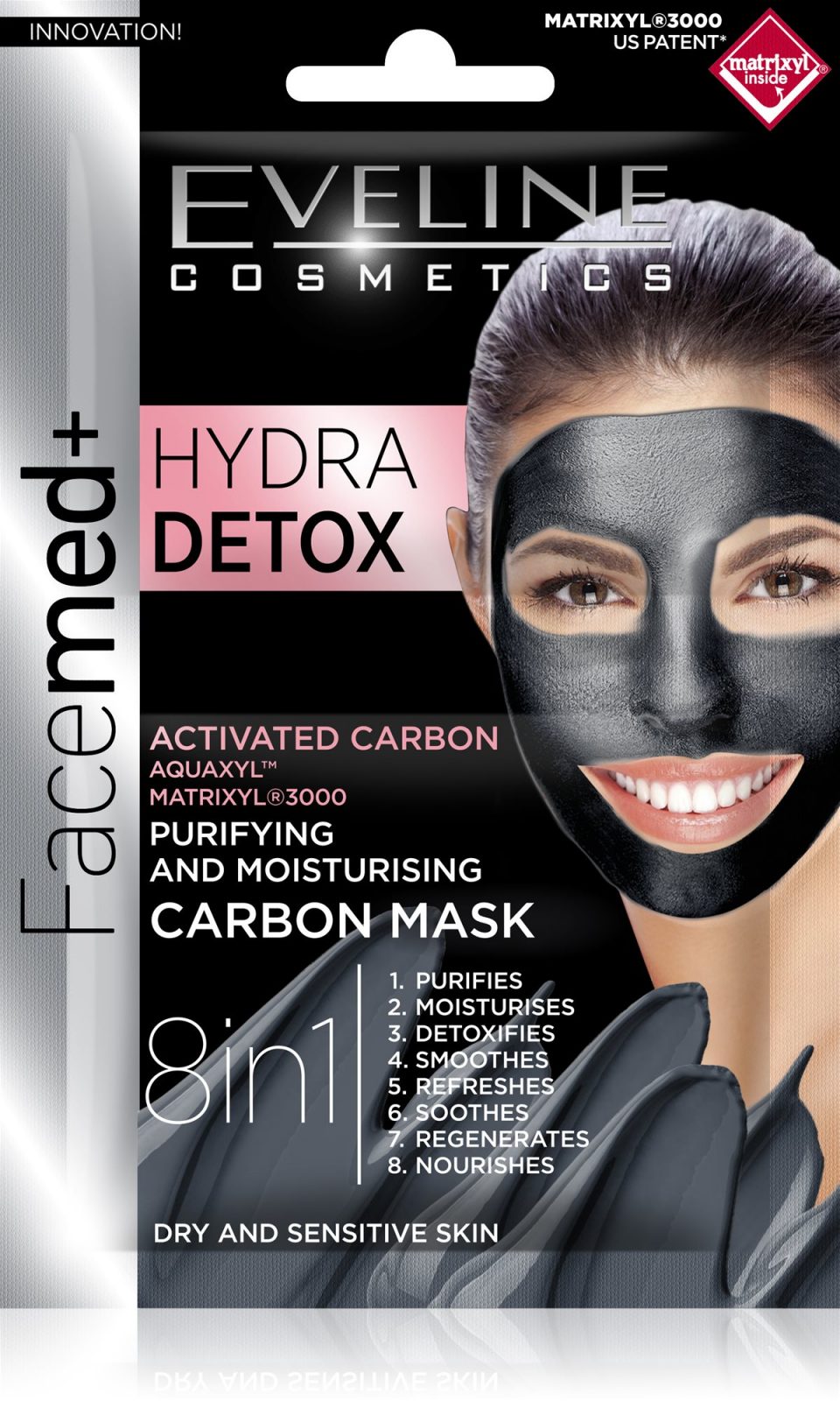 Arcpakolás EVELINE Cosmetics Facemed Hydra Detox 2 x 5 ml