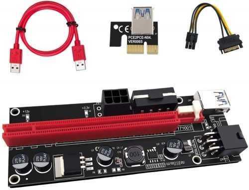 Átalakító PCIe Riser x1 to x16 card (6-pin