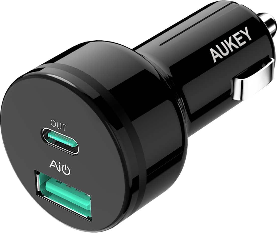 Autós töltő Aukey Adaptive USB-C Charge 2.0 2-Port Car Charger