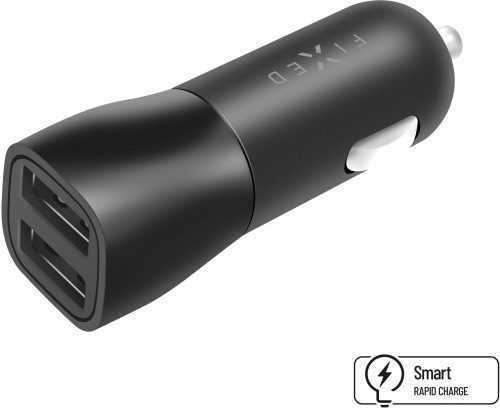 Autós töltő FIXED Smart Rapid Charge 15 W 2 x USB kimenettel fekete