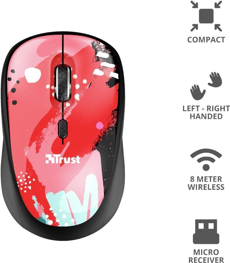 Egér Trust Yvi Wireless Mouse Red Brush