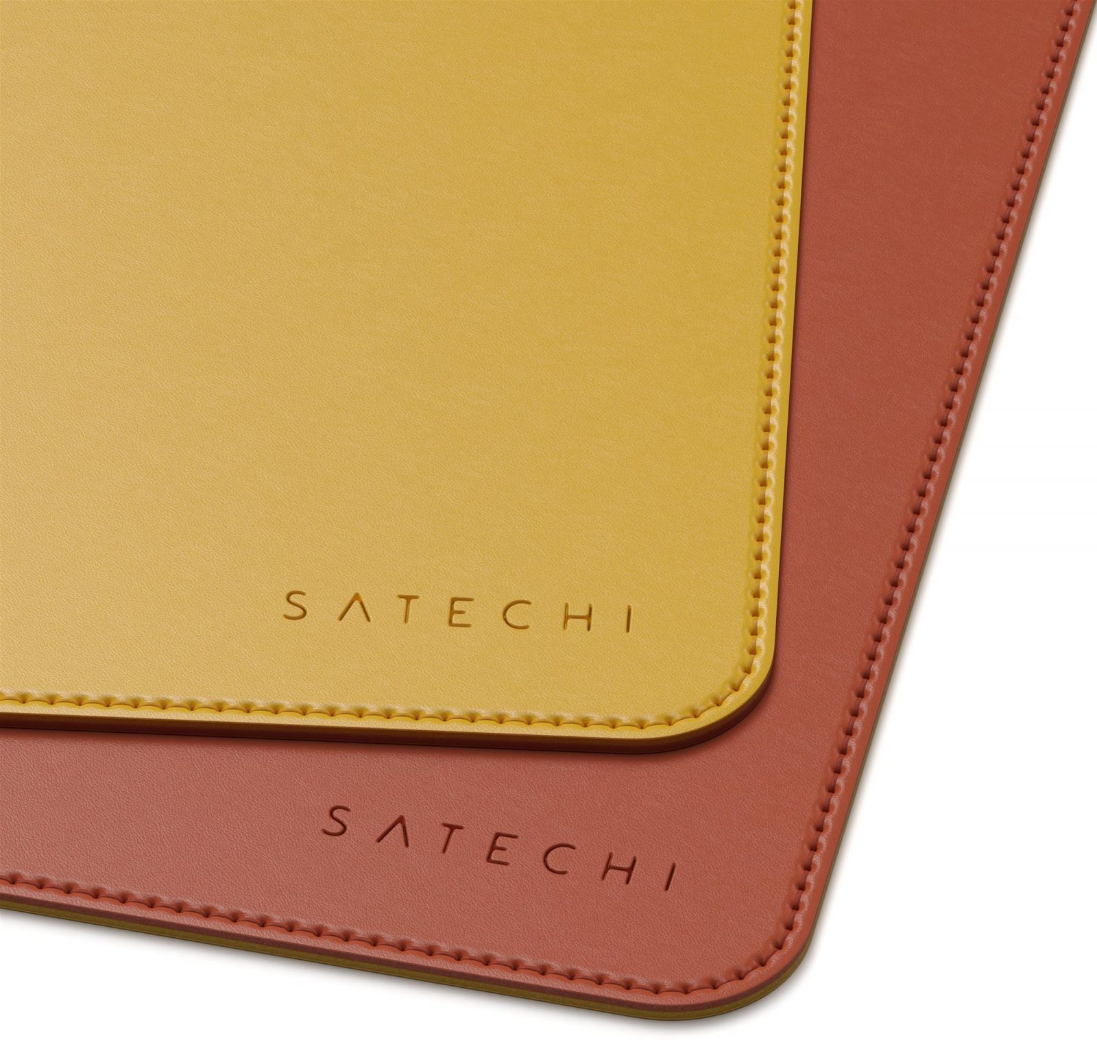 Egér és billentyűzet alátét Satechi dual sided Eco-leather Deskmate - Yellow/Orange