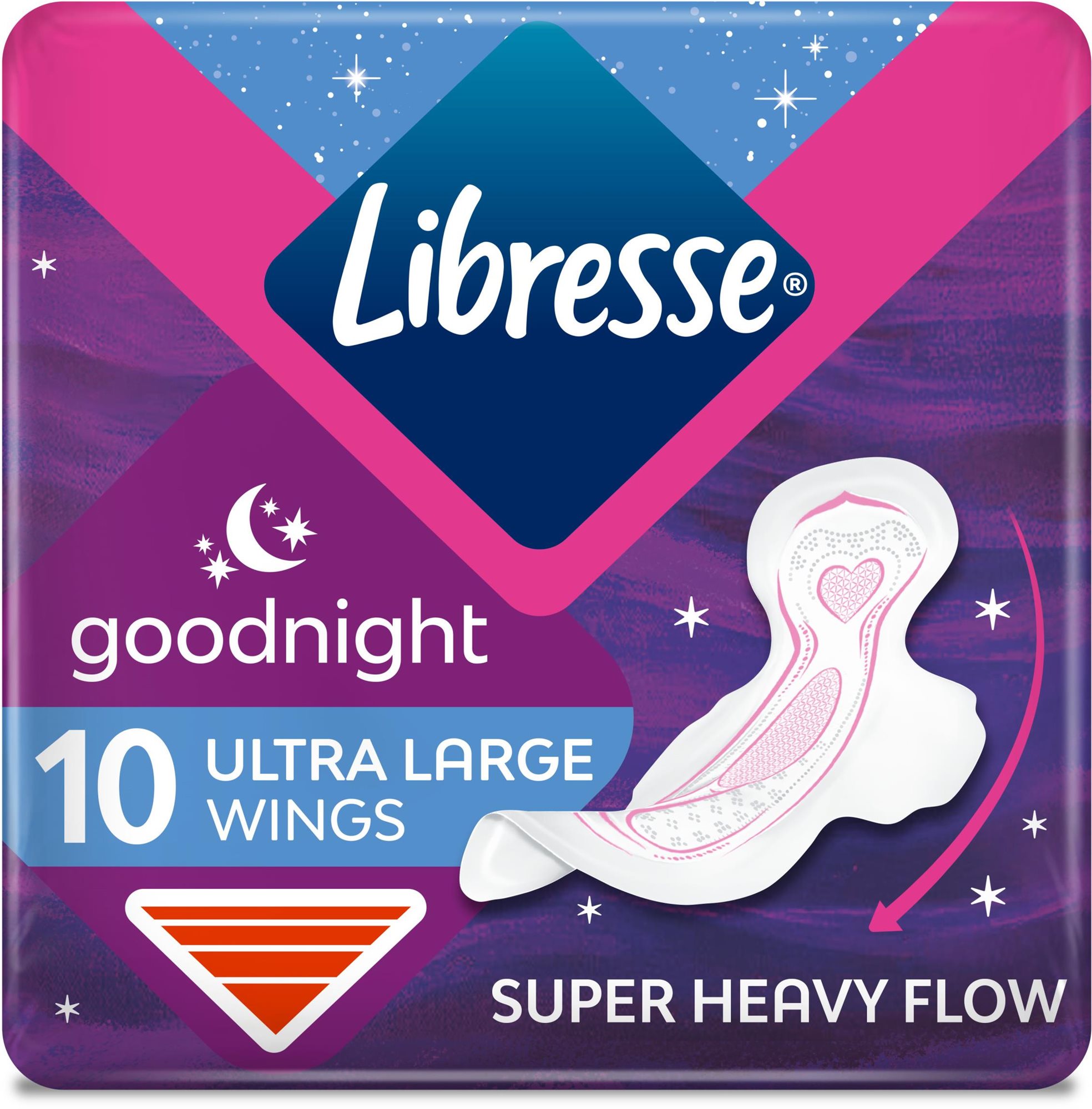 Egészségügyi betét LIBRESSE Ultra GoodNight Wing 10 db