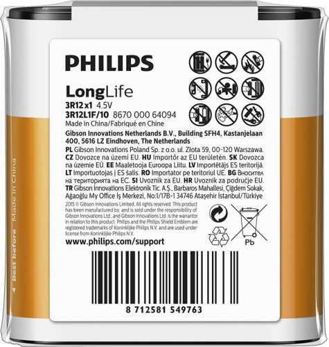 Eldobható elem Philips 3R12L1F 1 db