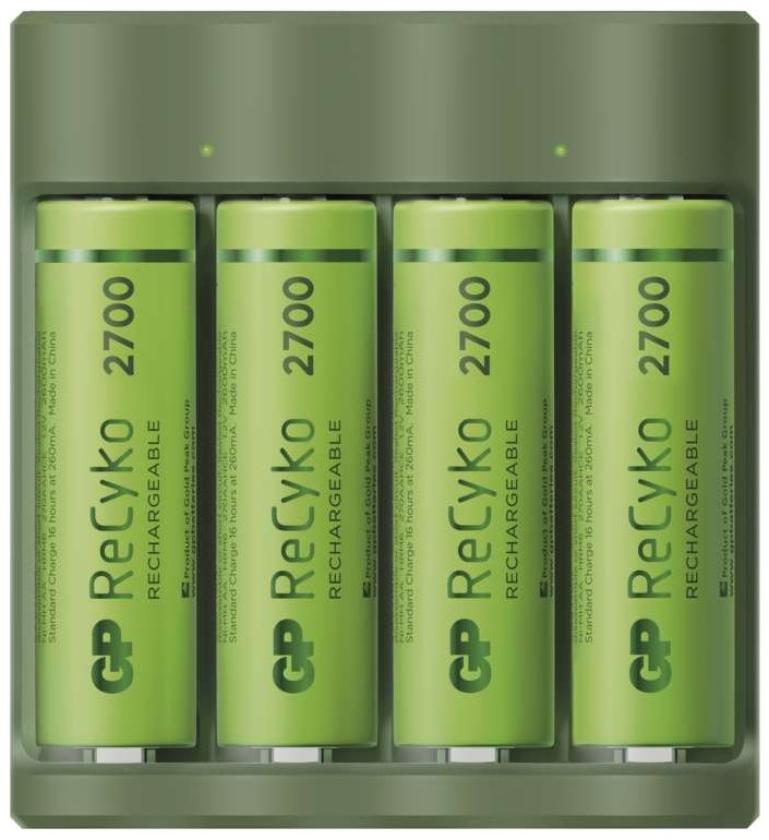 Elemtöltő GP Everyday B421 + 4× AA ReCyko 2700 + USB