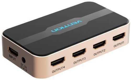 Elosztó Vention 1 In 4 Out HDMI Splitter Black