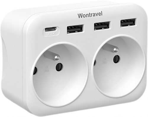 Elosztó Wontravel elosztó 2 x + 3 USB + USB-C 16A / 4000W