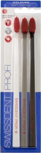 Fogkefe SWISSDENT Colours Soft/Medium Trio Pack (fehér&piros