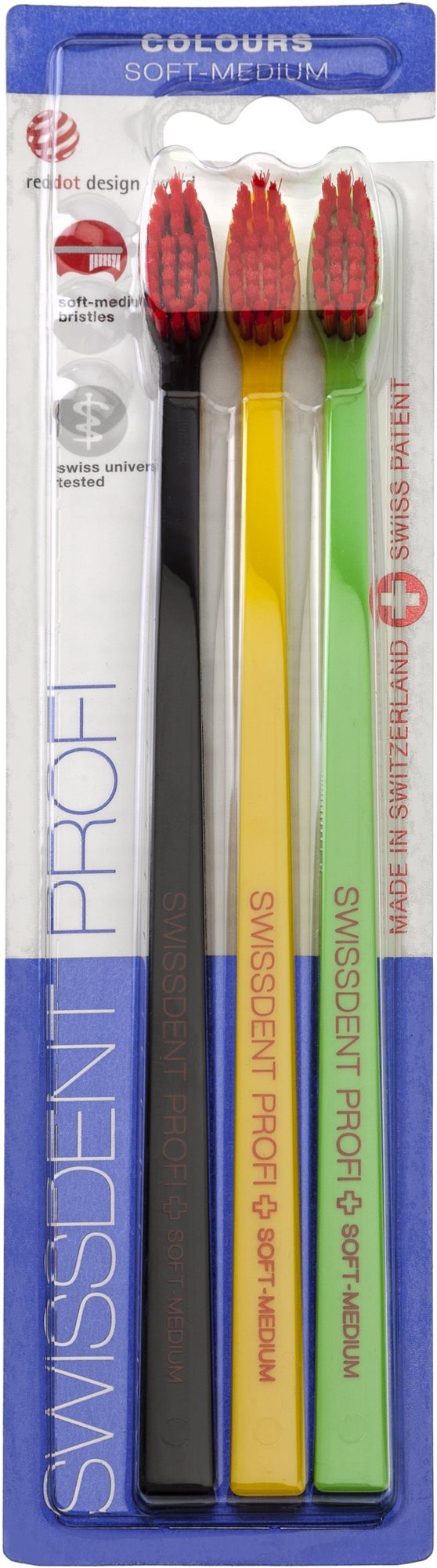Fogkefe SWISSDENT Whitening Soft Trio Pack (black