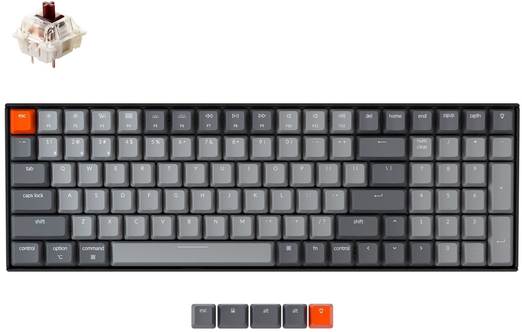 Gamer billentyűzet Keychron K4 Gateron Hot-Swappable RGB Brown Switch - US