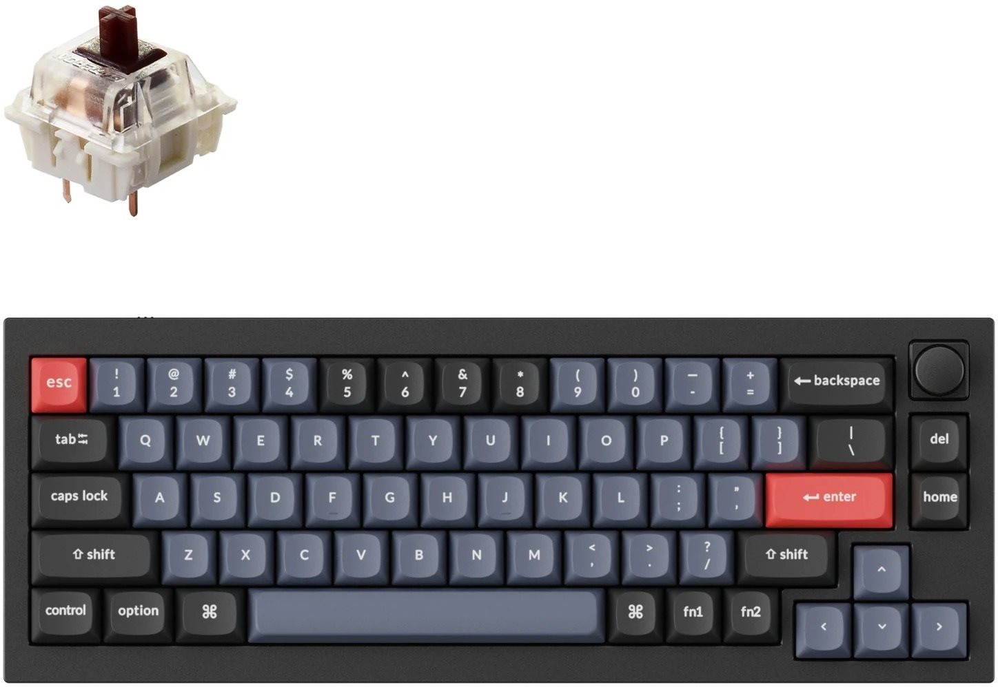 Gamer billentyűzet Keychron Q2 65% Layout QMK Gateron G PRO Hot-Swappable Brown Switch - US