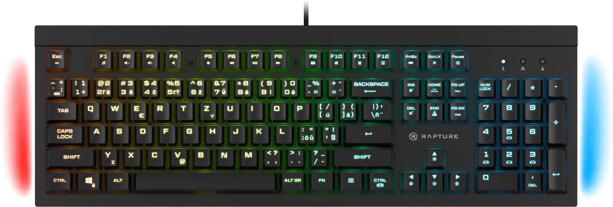 Gamer billentyűzet Rapture ALPHA Cherry MX Red fekete