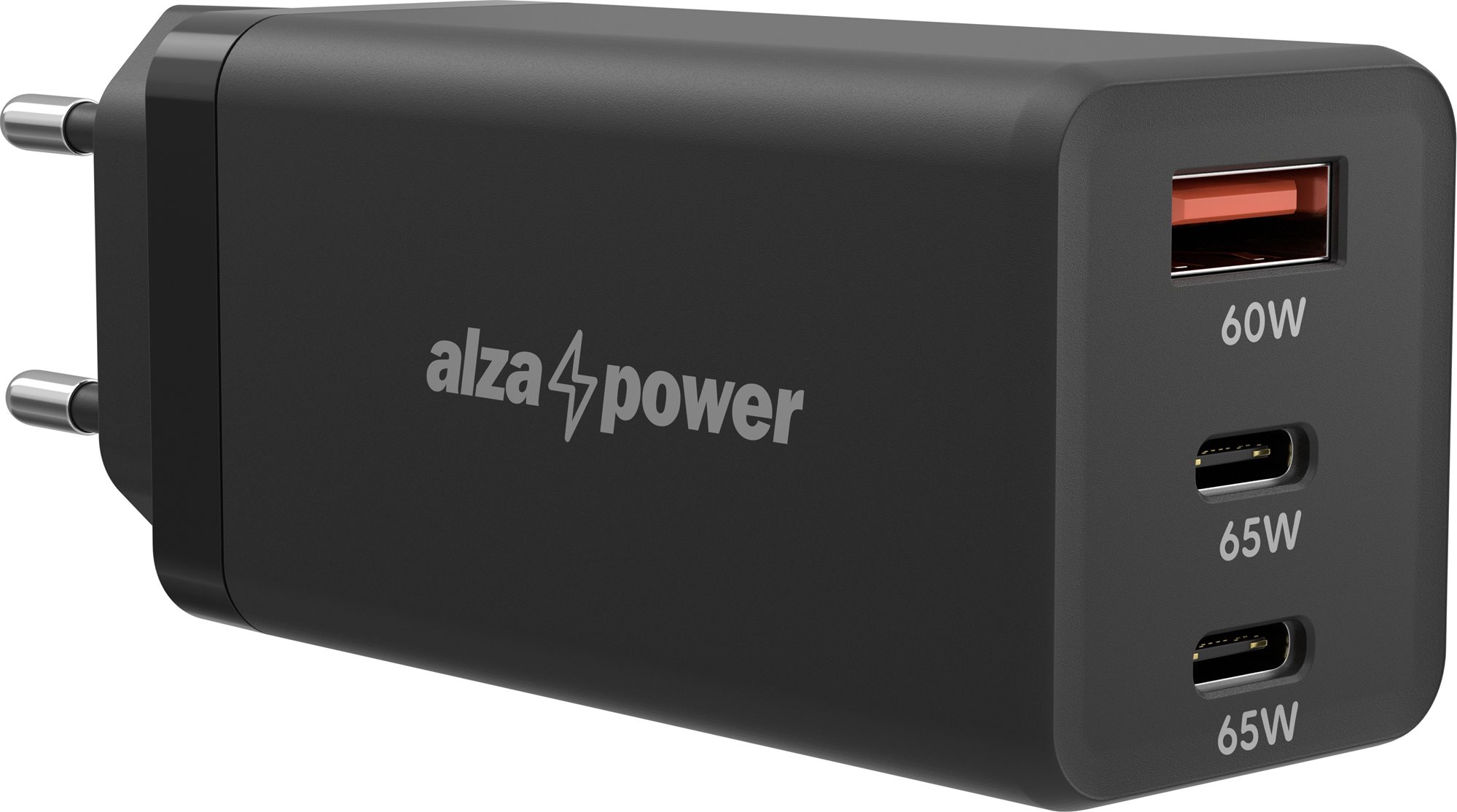 Hálózati adapter AlzaPower G165 GaN Fast Charge 65 W fekete