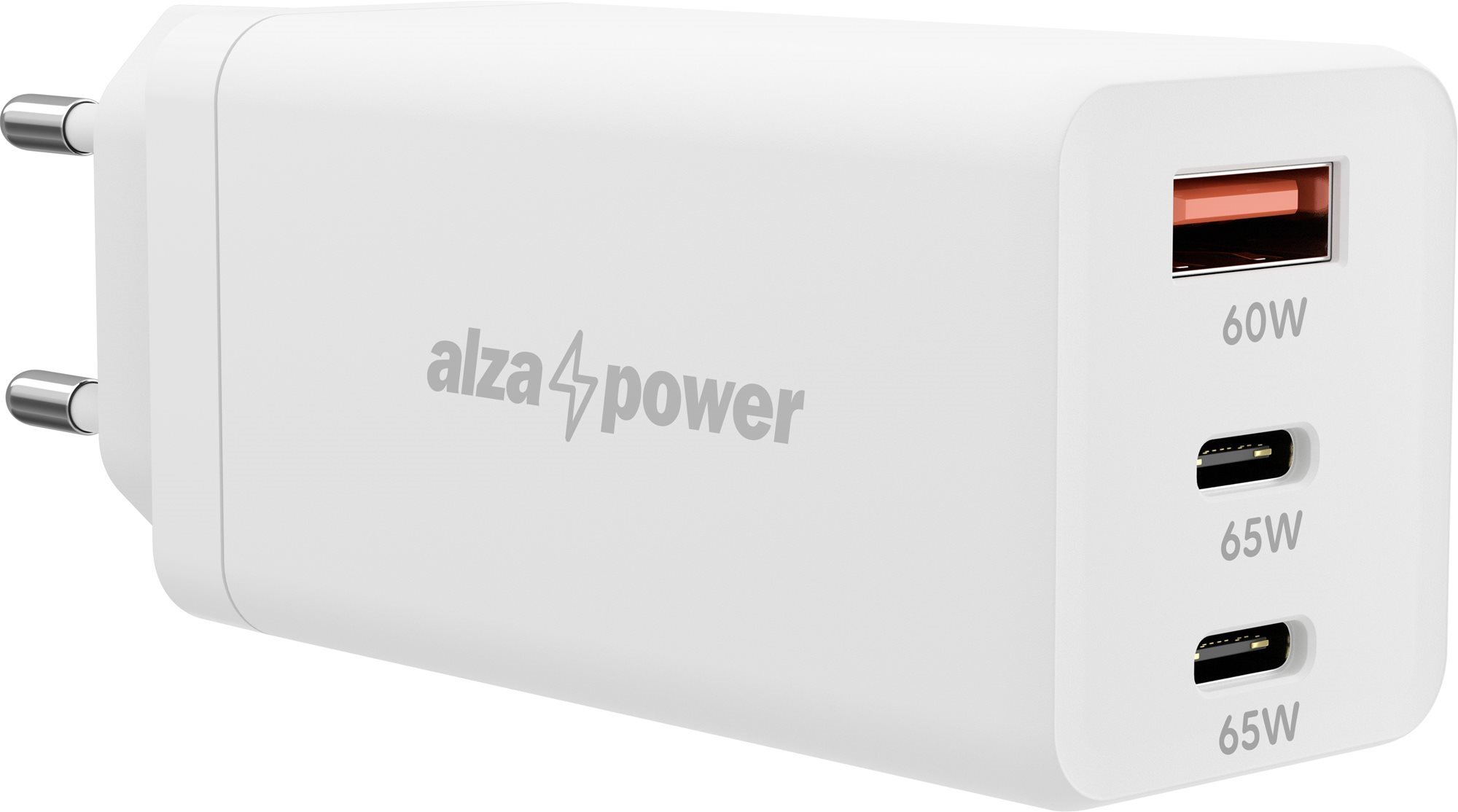 Hálózati adapter AlzaPower G165 GaN Fast Charge 65W fehér