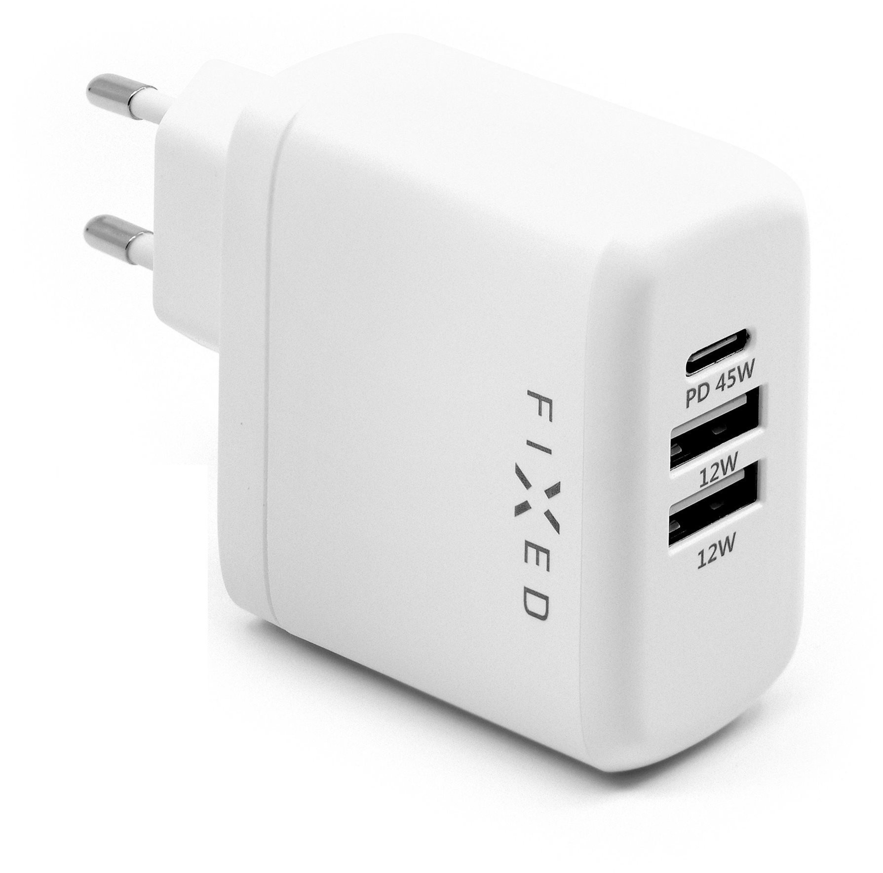 Hálózati adapter FIXED Travel USB-C-vel és 2 x USB-kimenettel