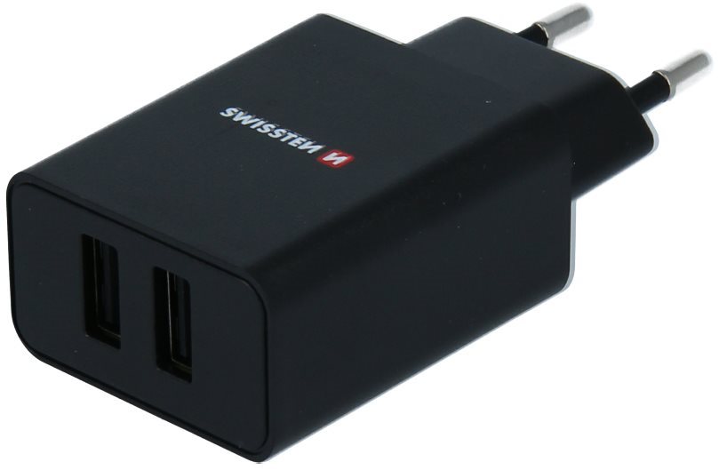 Hálózati adapter Swissten hálózati adapter SMART IC 2.1A + lightning kábel MFi 1.2 m fekete