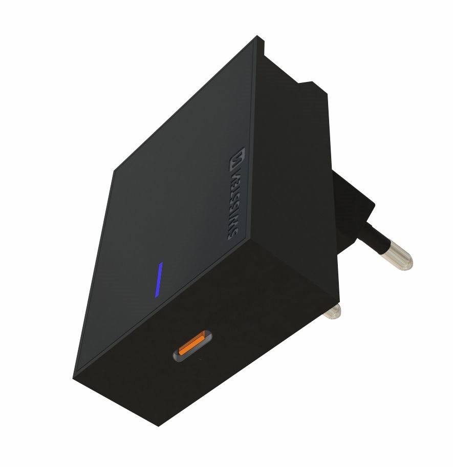 Hálózati adapter Swissten hálózati adapter USB-C 20W PD fekete