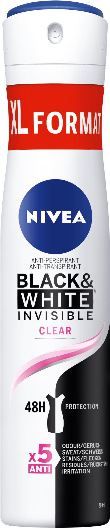 Izzadásgátló NIVEA Black & White Clear 200 ml