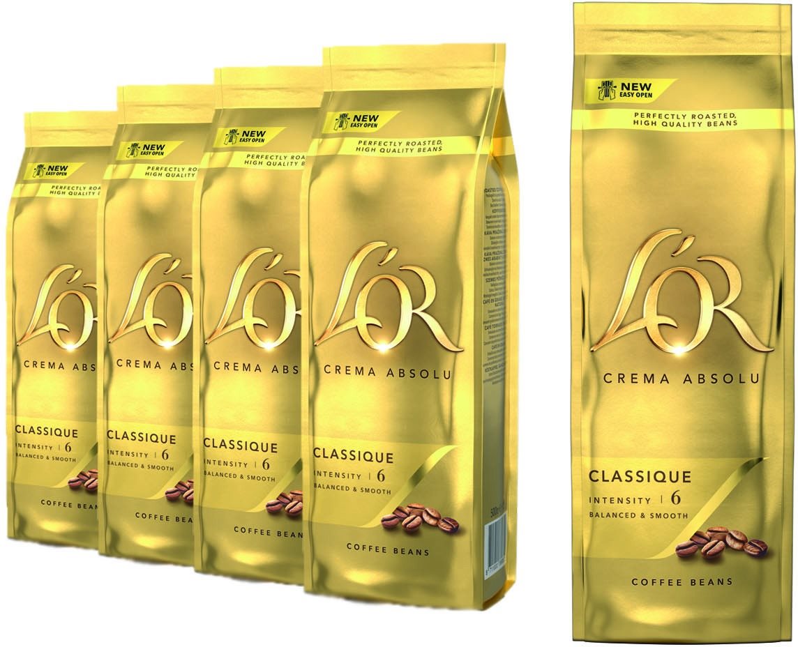 Kávé L'OR KARTON 4 x Crema Absolut CLASSIQUE 500 g szemes kávé