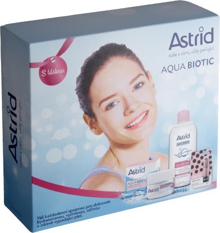Kozmetikai ajándékcsomag ASTRID AQUA BIOTIC TRIPACK Nappali és éjszakai krém száraz és érzékeny bőrre 50 ml + Micellás víz