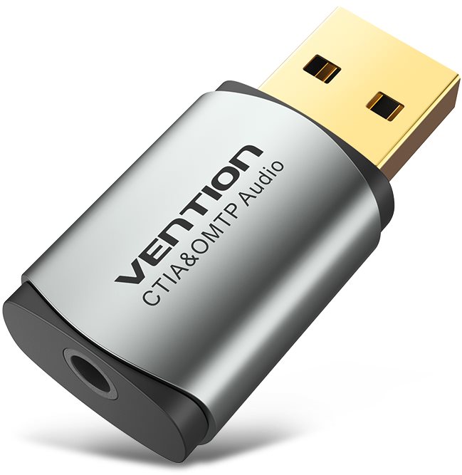 Külső hangkártya Vention USB External Sound Card Gray Metal Type (OMTP-CTIA)