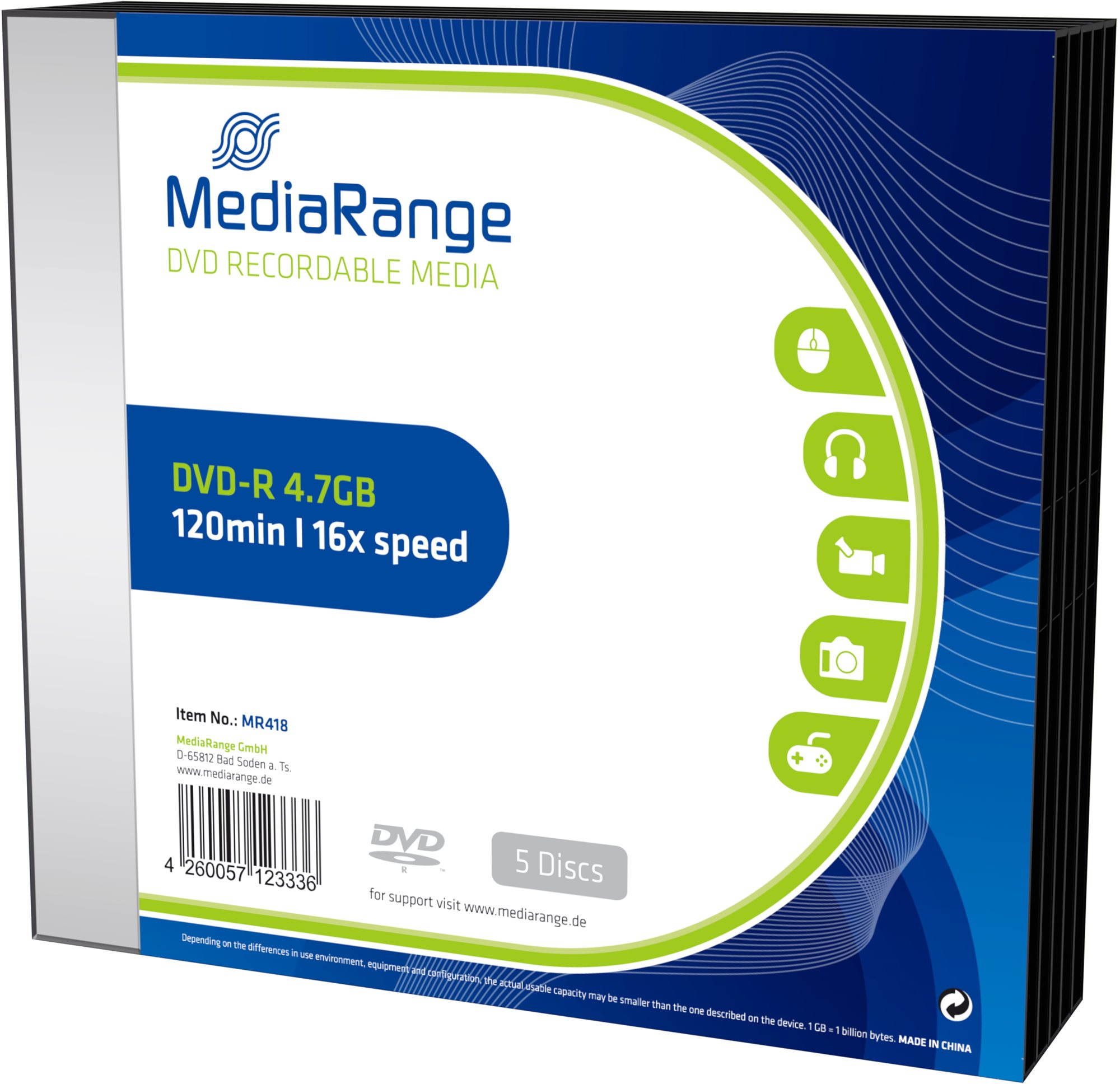 Média MediaRange DVD-R SLIM 5 db egy dobozban