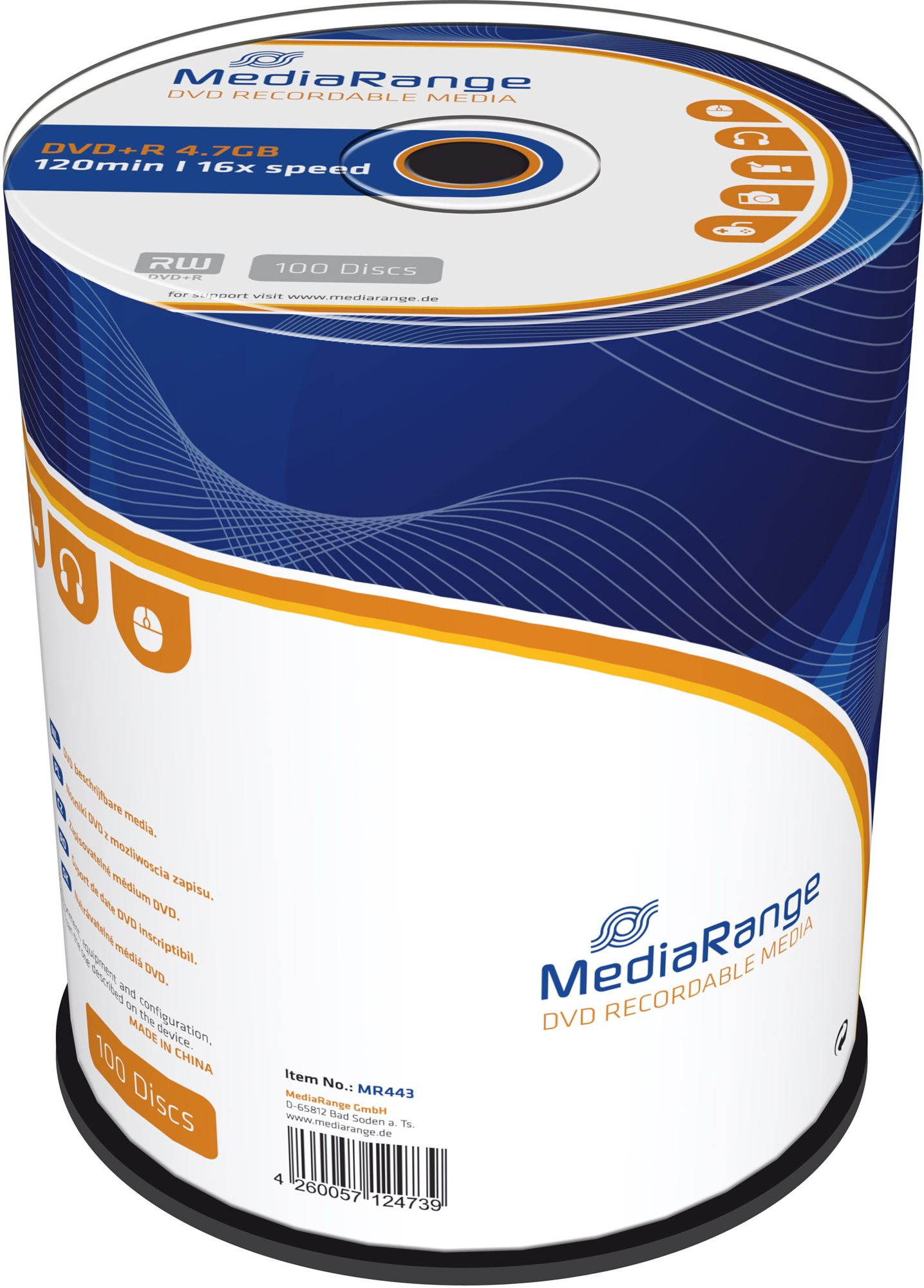 Média MediaRange DVD+R 100db hengeres csomagolásban