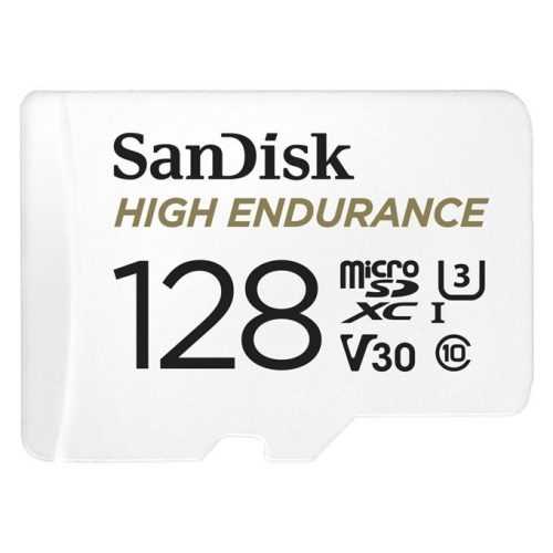 Memóriakártya SanDisk microSDXC 128GB High Endurance Video U3 V30 + SD adapter