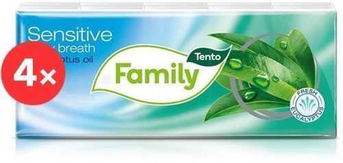 Papírzsebkendő TENTO Family Eucalyptus 4× (10× 10 db)