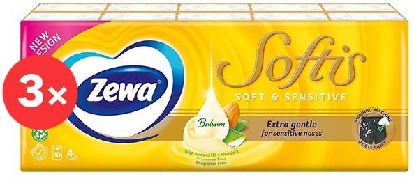 Papírzsebkendő ZEWA Softis Soft & Sensitive 3× (10x9 db)