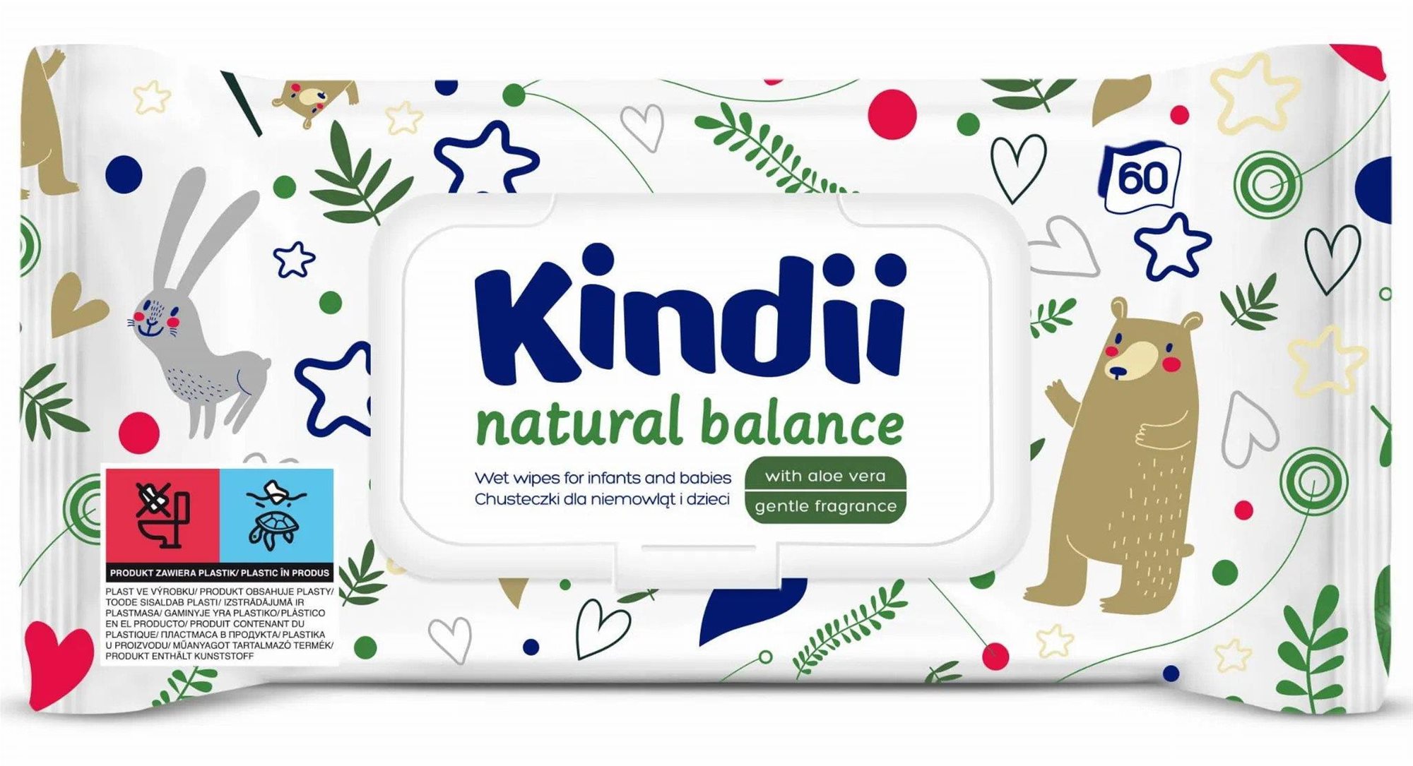 Popsitörlő KINDII Natural Balance 60 db