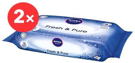 Popsitörlő NIVEA Baby Wipes Fresh&Pure 2× 63 db