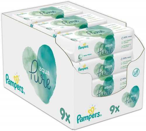 Popsitörlő PAMPERS Aqua Pure nedves törlőkendők 9× 48 db