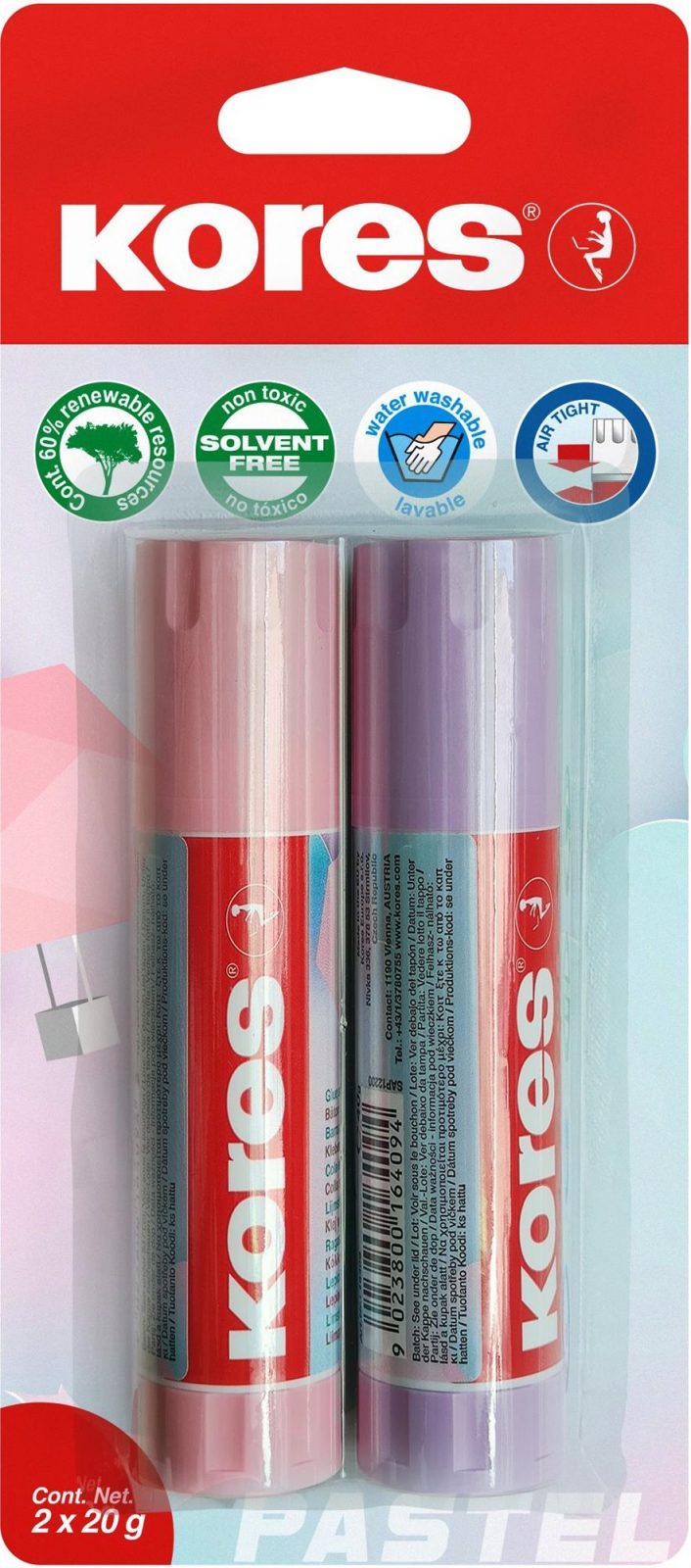 Ragasztó stift KORES Ragasztóstift Pasztell 2× 20 g