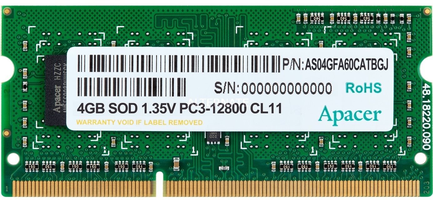 Rendszermemória Apacer SO-DIMM 4GB DDR3 1600MHz CL11