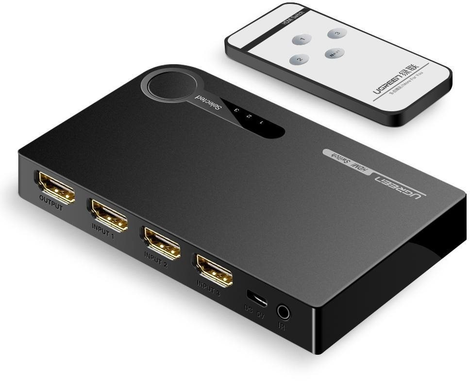 Switch Ugreen HDMI 3 In 1 Out Switcher Black