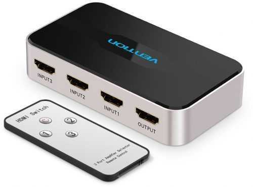 Switch Vention 3 In 1 Out HDMI Switcher Gray Metay Type