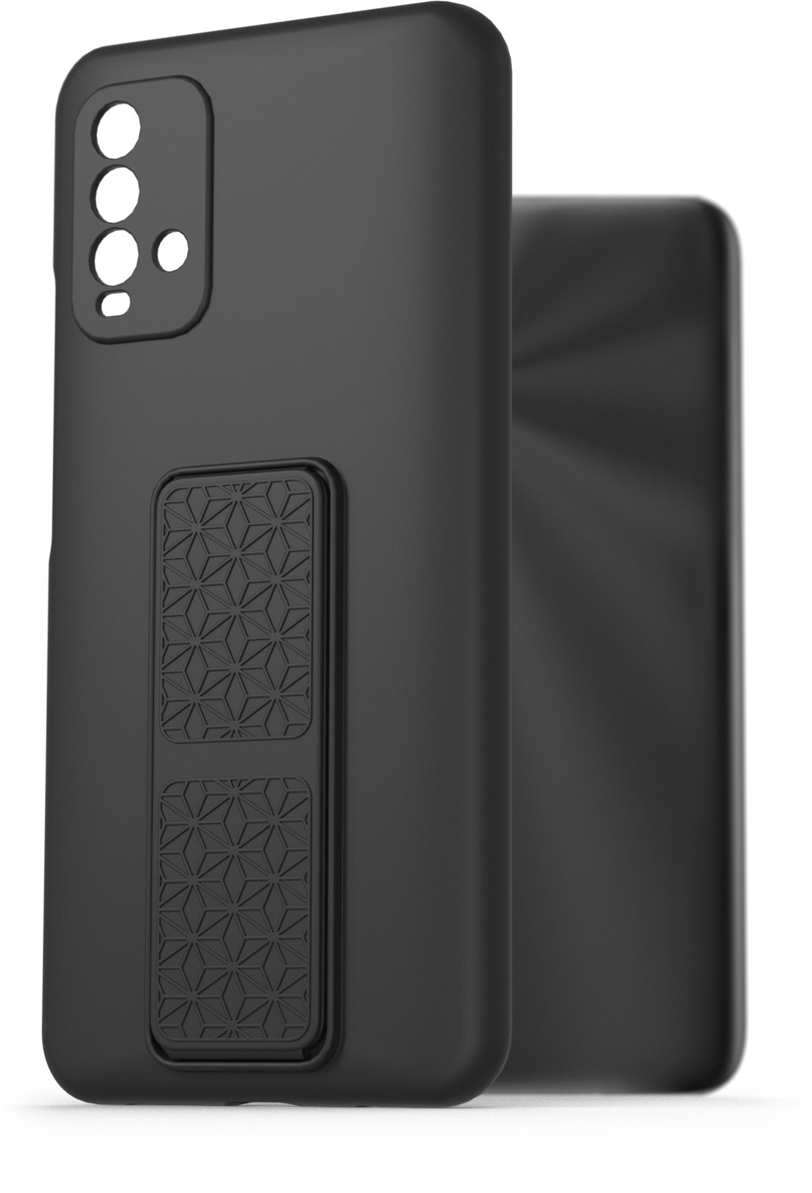 Telefon tok AlzaGuard Liquid Silicone Case with Stand Xiaomi Redmi 9T fekete tok