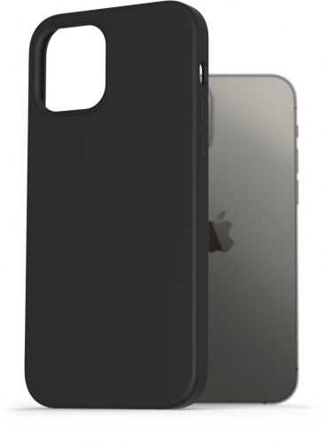 Telefon tok AlzaGuard Magnetic Silicone iPhone 12/12 Pro fekete tok