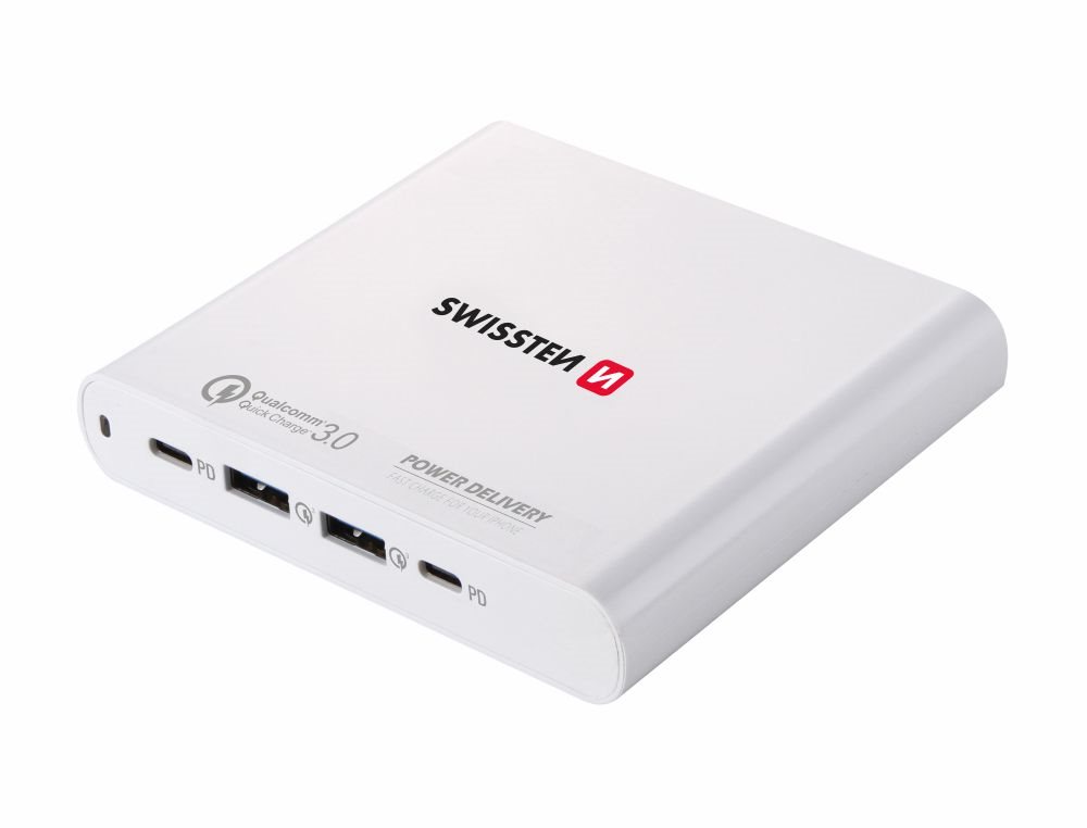 Töltő Swissten töltő laptop 87W-hoz 2xUSB 2xUSB-C