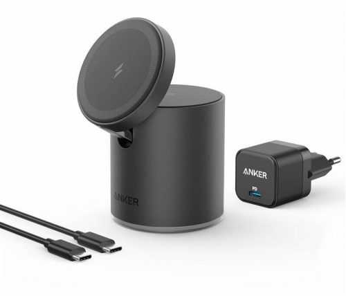 Töltőállvány Anker PowerWave Mag-Go 2-in-1 Dock Black