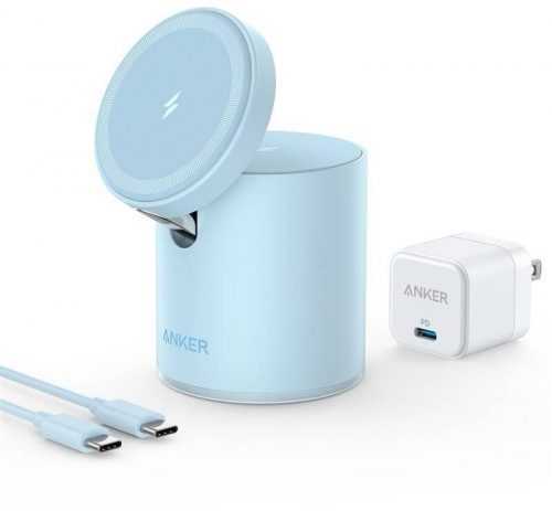 Töltőállvány Anker PowerWave Mag-Go 2-in-1 Dock Blue