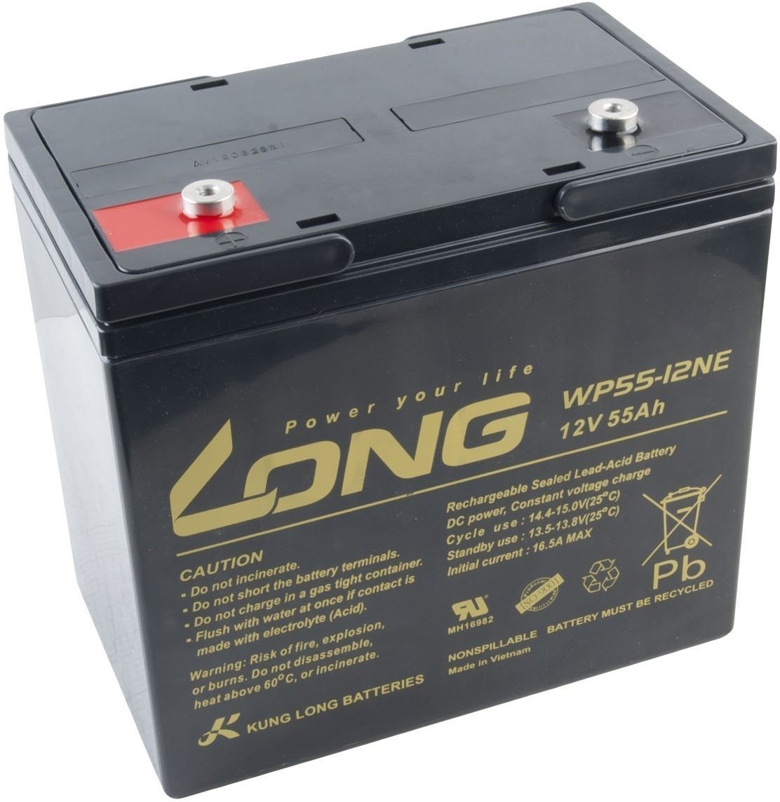 Trakční baterie Long 12V 55Ah olověný akumulátor DeepCycle AGM M6 (WP55-12NE)