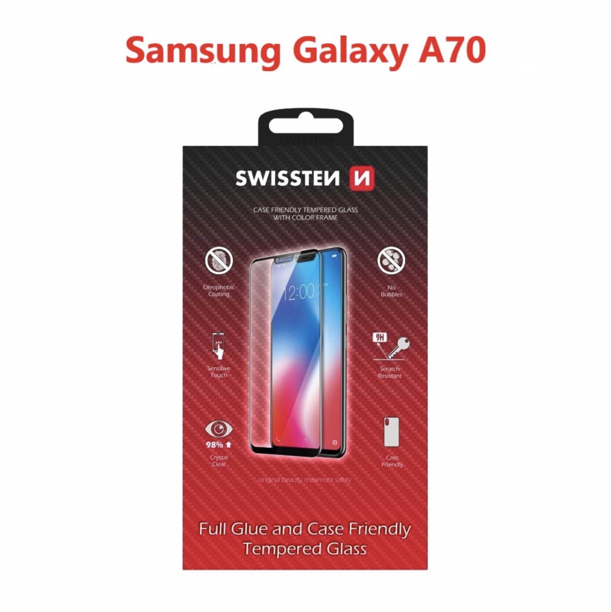 Üvegfólia Swissten Case Friendly a Samsung Galaxy A70 készülékhez - fekete
