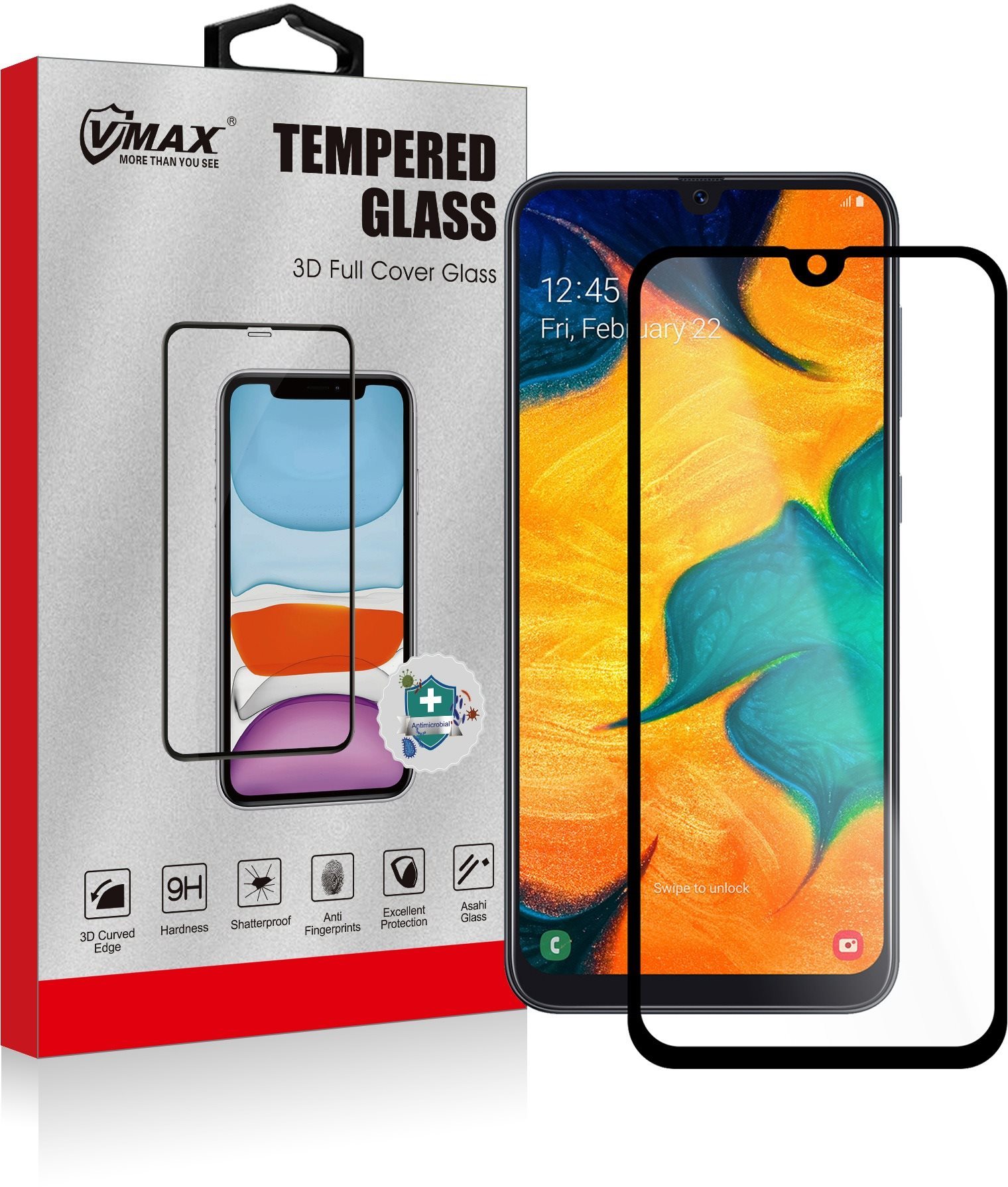 Üvegfólia Vmax 3D Full Cover&Glue Tempered Glass a Samsung Galaxy A40 készülékhez