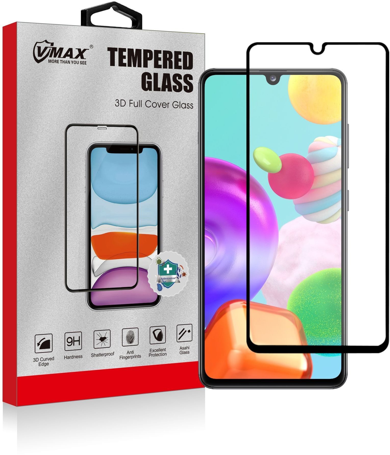 Üvegfólia Vmax 3D Full Cover&Glue Tempered Glass a Samsung Galaxy A41 készülékhez
