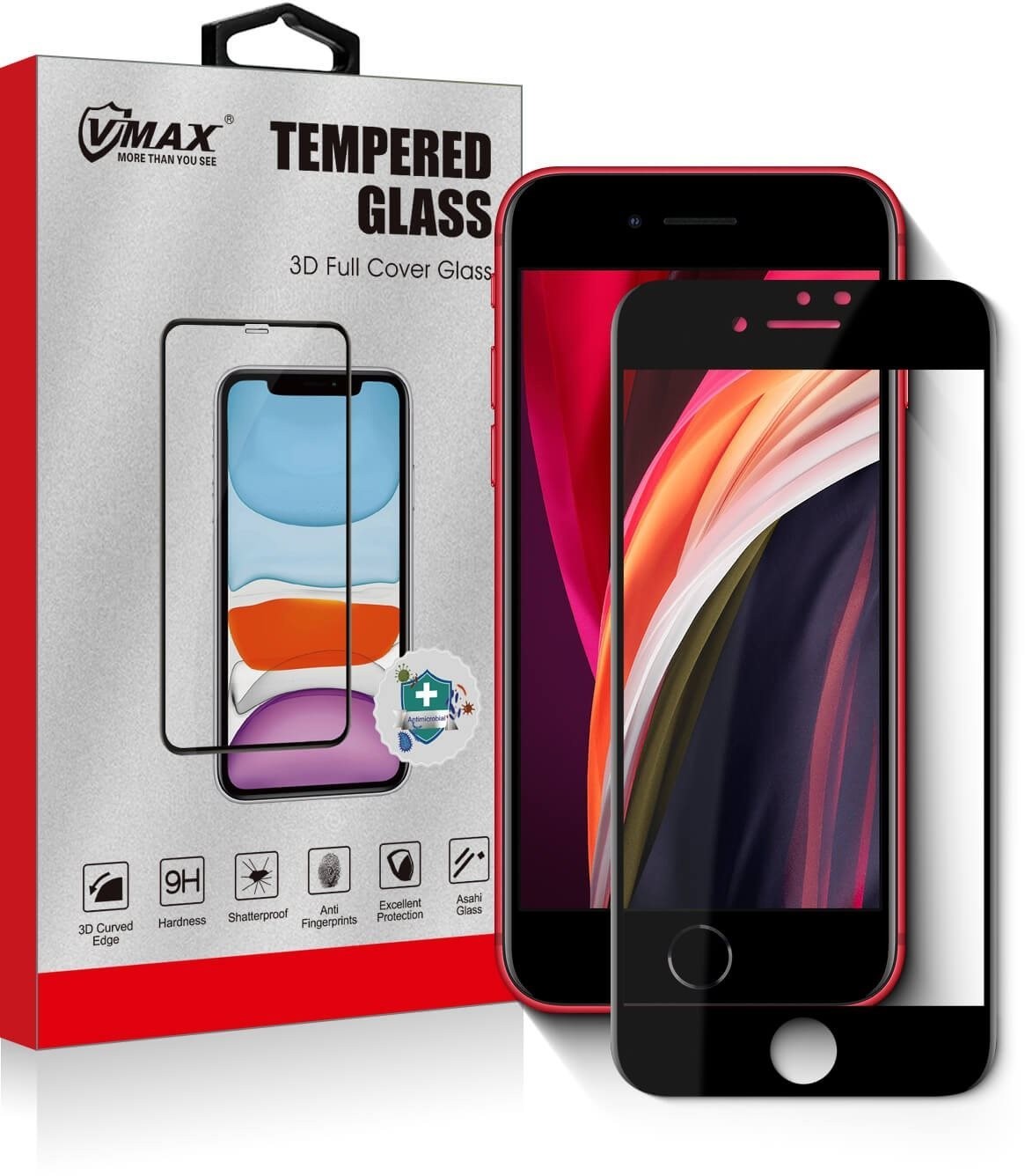 Üvegfólia Vmax 3D Full Cover&Glue Tempered Glass az Apple iPhone SE 2020 készülékhez